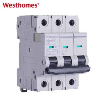 High Quality CE CB DC 750V MCB Breaker Westhomes 3p 80A Mini Circuit Breaker