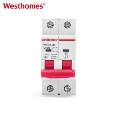 Westhomes Wsb9-80 Miniature Air Low Voltage Circuit Breaker 2p with AC230V400V 50Hz/60Hz