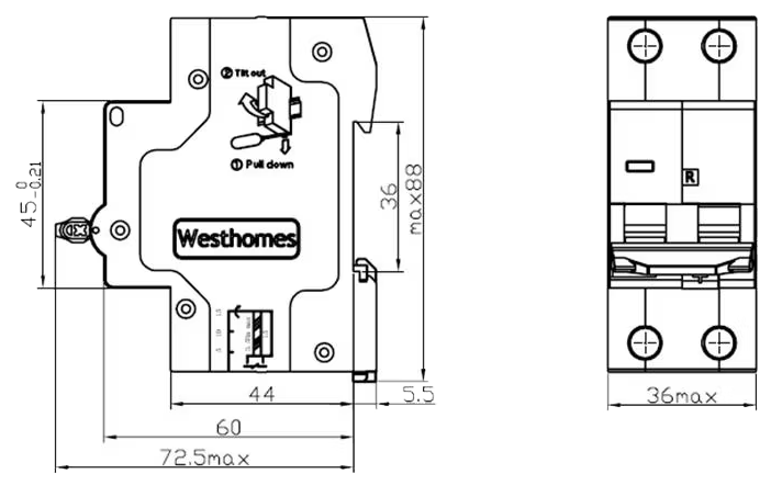 WSB9L-100 Overall and mounting dimension