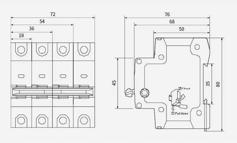 WH1-80 Overall and mounting dimension