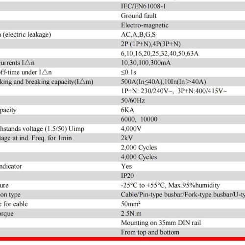 WR1L-63 1P+N 63A Residual Current Circuit Breaker with Neutral Protection
