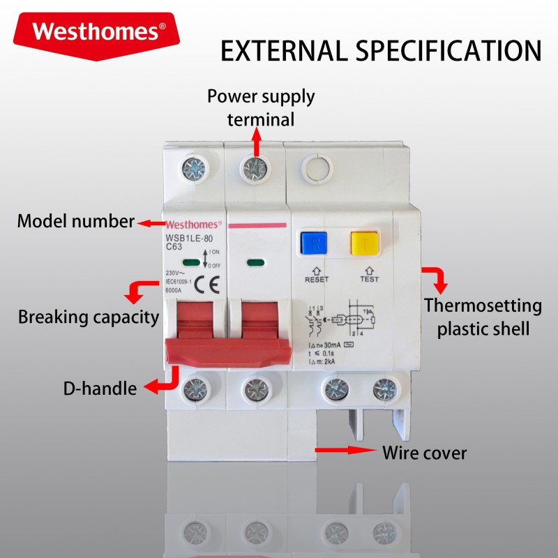 WSB1LE-80 1P+N RCBO wire cover WSB1LE-80 1P+N RCBO wire cover