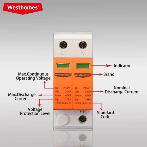 Westhomes WCU8-40 SPD 40kA Surge Arrester