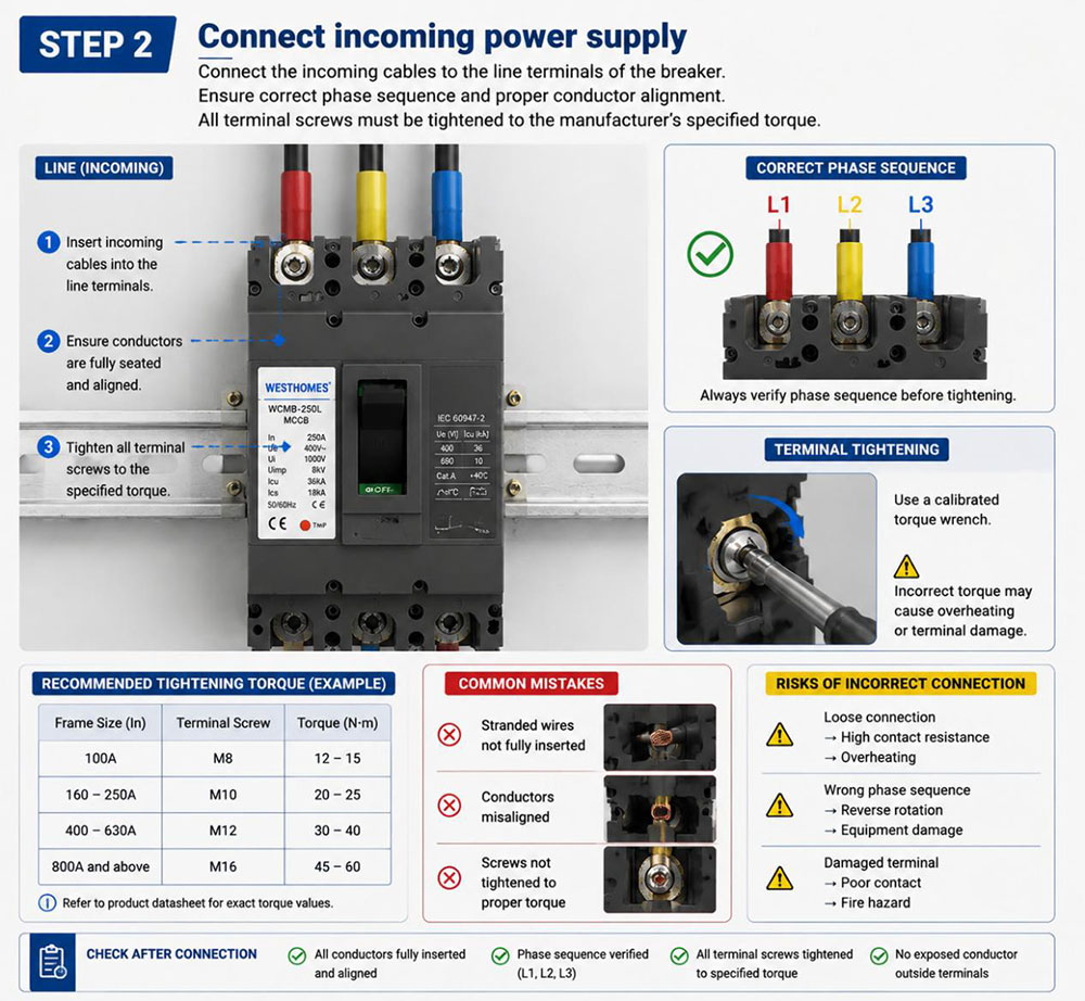 Connect incoming power supply