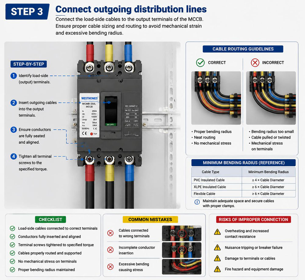 Connect outgoing distribution lines