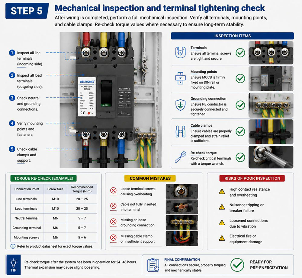 Mechanical inspection and terminal tightening check