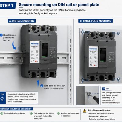 How do I properly install a new main service circuit breaker?